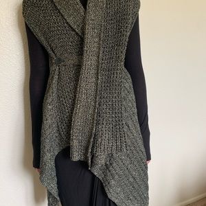 BCBG MAXAZRIA Sleeveless Metallic Look Cardigan